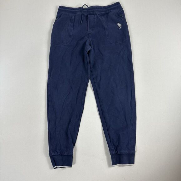 Polo Ralph Lauren Double Knit Jogger Sweatpants Boy Youth Large 14-16 Blue Faded - Picture 1 of 7